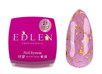 База Edlen Cover Base Potal No21, 30 мл (ліловий із золотою поталлю)