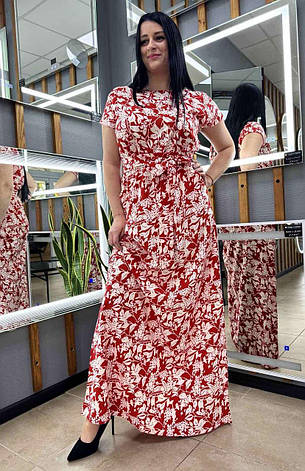 Сукня довга із софтової тканини А силуету з квітковим принтом. Розміри від 44 до 58, фото 1