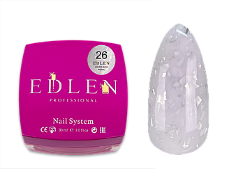 База Edlen Cover Base Potal No26, 30 мл (молочно-рожевий зі срібною поталлю)