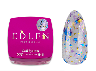База Edlen Cover Base Potal No31, 30 мл (молочний із різнобарвною поталлю)