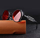 Червоні сонцезахисні круглі окуляри пастикові, фото 2