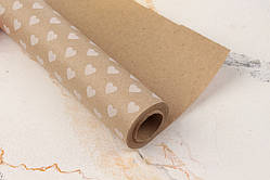 Папір пакувальний крафт Серця білі 0,7мх8м 70г/м2