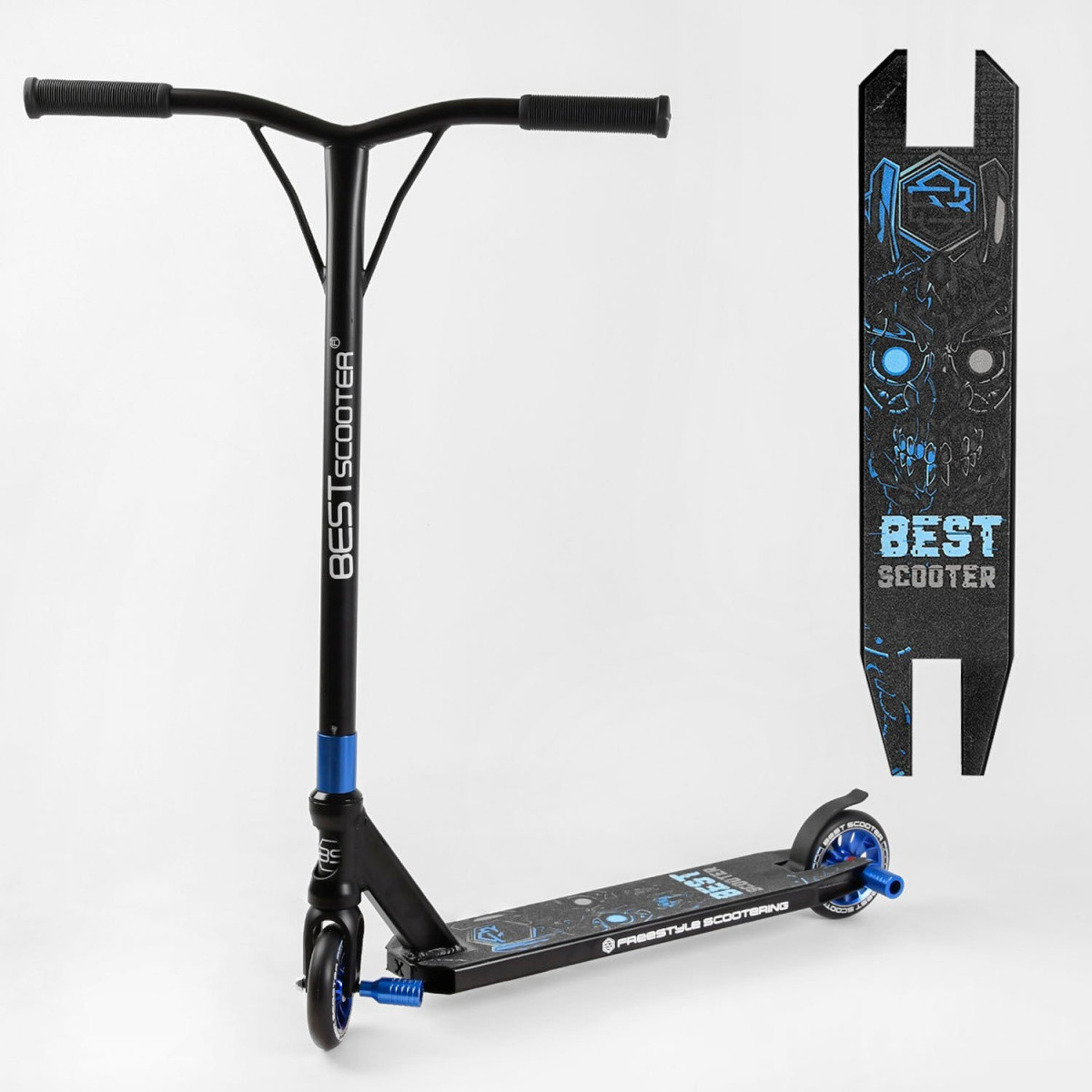 Трюковий самокат з алюмінієвими дисками Best Scooter синій (54528), фото 1