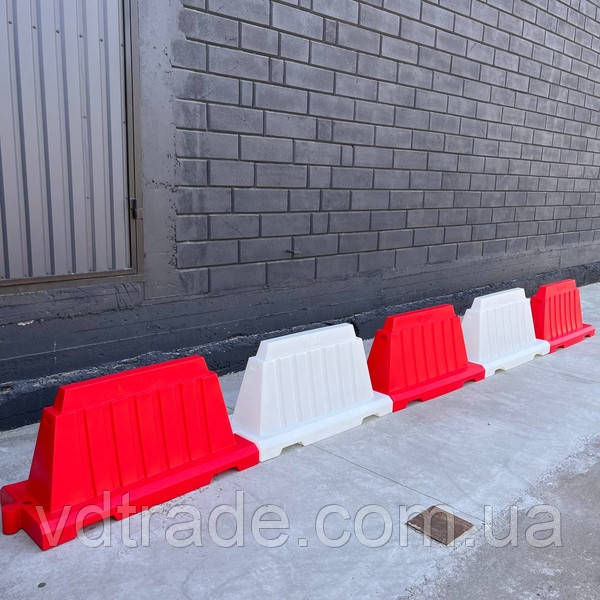Дорожній блок водоналивний пластиковий білий та червоний 1.2 (м), фото 1
