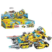 Конструктор Qman 1408 8в1, транспорт будтехніка, робот трансформез з машинок, 624 деталей