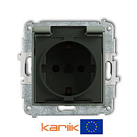 Розетка IP44 з з/к Karlik MINI 61MGPB-1sdp шавлія із кришкою напівпрозорою (вологозахищена)