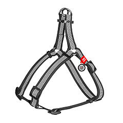 Шлея для собак водостійка WAUDOG Waterproof, з QR, світловідбиваюча, XS, Ш 15 мм, Д 30-39 см сірий