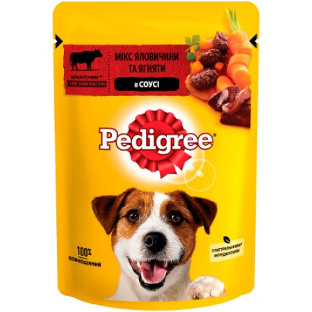 Корм Pedigree повнораційний для дорослих собак з яловичиною та ягням, 100г (Педігри), фото 1