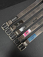 Брендовий чоловічий ремінь із натуральної шкіри, 4 см