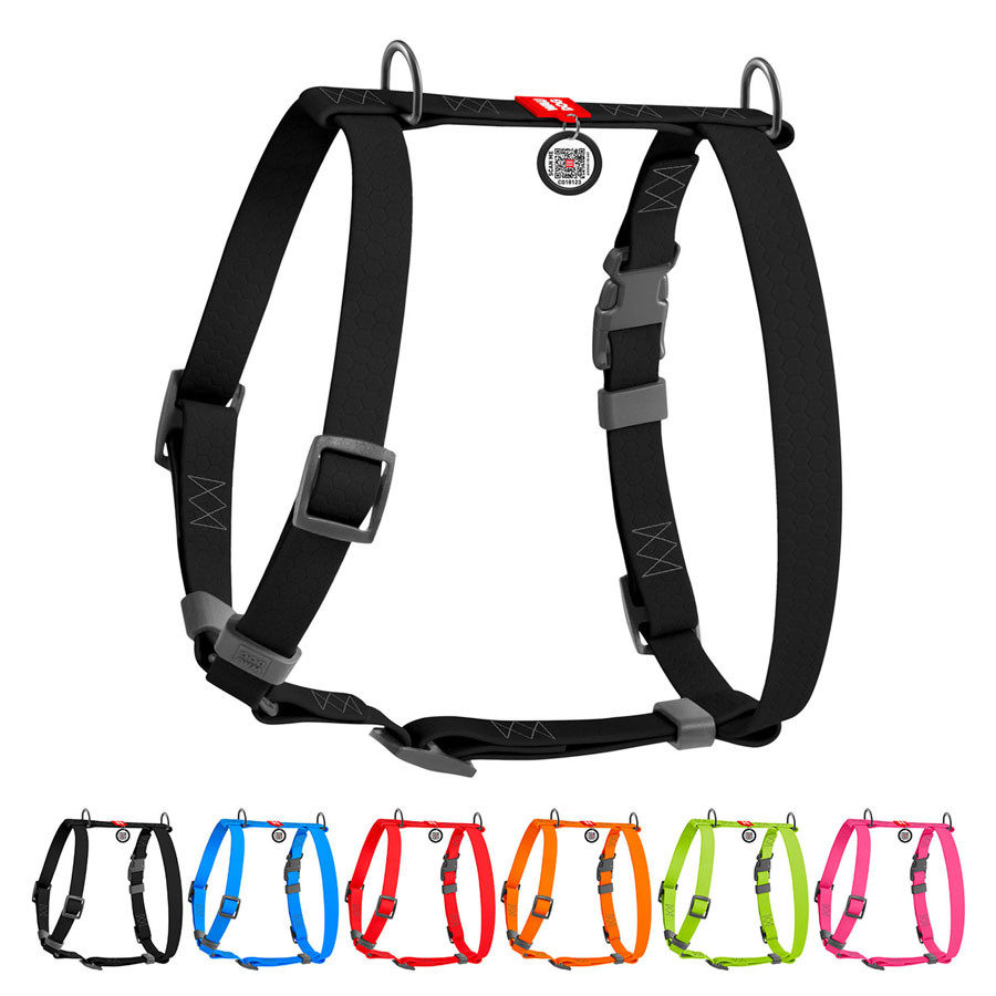 Шлея для собак водостійка анатом. Н-подібна WAUDOG Waterproof з QR, S, Ш 15 мм, А 28-42 см, В 34-51 см, чорний, фото 1