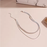 Жіноче подвійне намисто на шию колосок ланцюжок-чокер кольє, фото 2