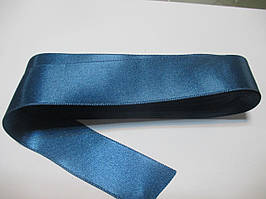 Стрічка атласна на метраж, двостороння 3 см , синя морська хвиля. ціна за 1 метр