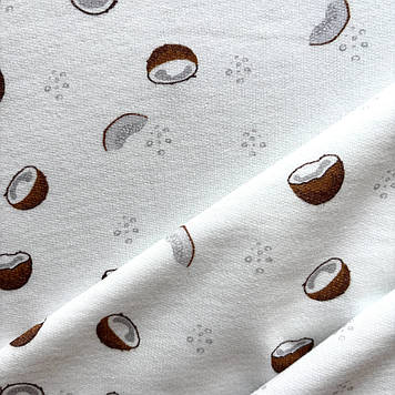 Двонитка трикотаж з начосом полотно преміум малюнок кокоси