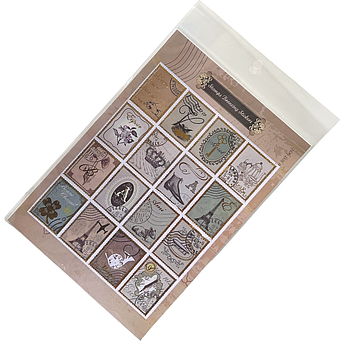 Набір декоративних стикерів у вигляді марок Stamps Bronzing Stickers корона Парижа 16 шт