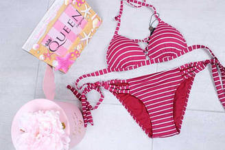 Купальник жіночий роздільний, 2-ка, у смужку, оптом ПАР/5 шт (р.36-44) Fuba.Vi