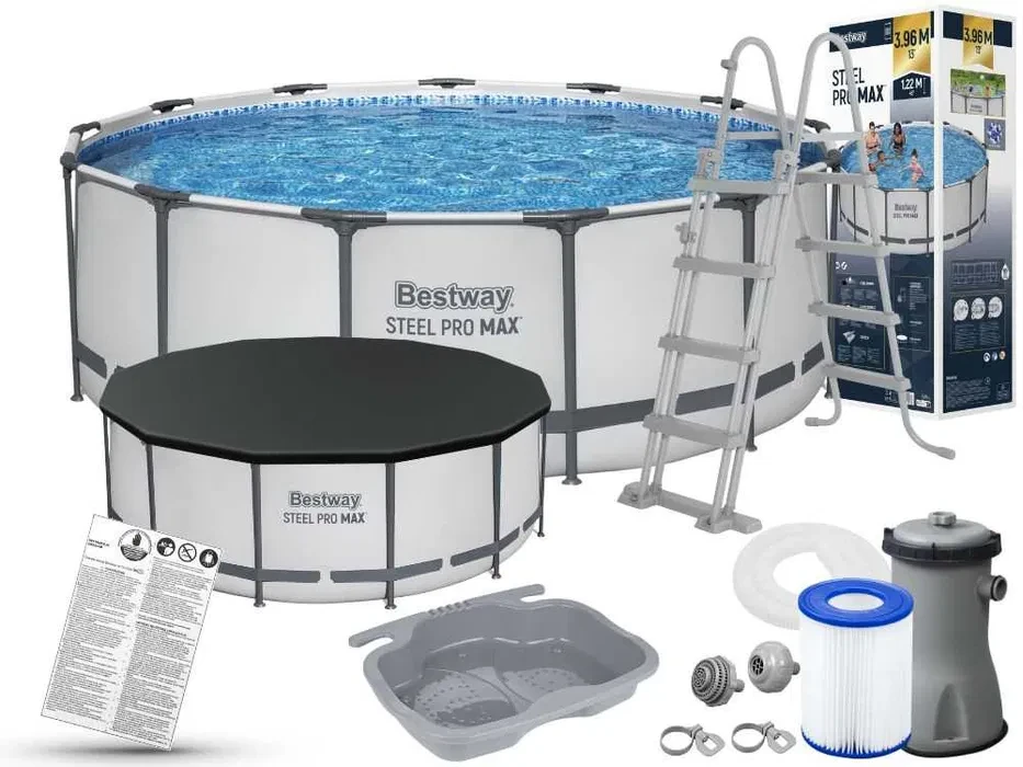 Bestway 396х122см Steel Pro Max Каркасний басейн + фільтр + тент + сходи