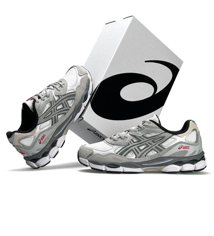 Чоловічі кросівки Asics Gel NYC Grey White Асікс Гель сірі замша сітка світлі весна літо демісезон, фото 1