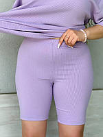 Жіночий спортивний костюм у рубчик подовжена футболка і велосипедки  рр.48-50; 52-54; 56-58, фото 3