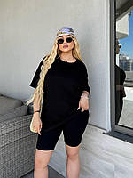 Жіночий спортивний костюм у рубчик подовжена футболка і велосипедки  рр.48-50; 52-54; 56-58, фото 10