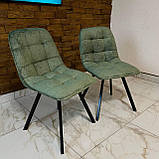 Кухонний стілець GARDA зі спинкою з оливкового велюру люкс на металевому чорному каркасі, фото 5
