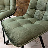 Кухонний стілець GARDA зі спинкою з оливкового велюру люкс на металевому чорному каркасі, фото 2