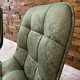 Кухонний стілець GARDA зі спинкою з оливкового велюру люкс на металевому чорному каркасі, фото 6