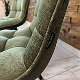 Кухонний стілець GARDA зі спинкою з оливкового велюру люкс на металевому чорному каркасі, фото 4