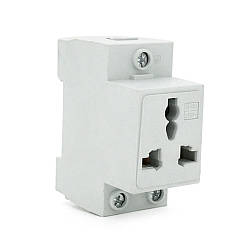 Модульна розетка на DIN-рейку Chenf Universal 3-pin (250V, 10-16A) / Розетка живлення модульна