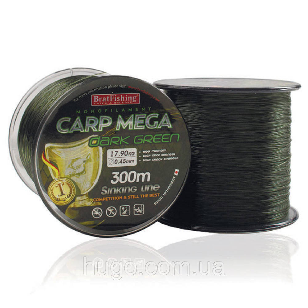 Лісочка коропова, 300м / 0,25мм, BratFishing CARP PRO / Лісочка коропова / Рибальська лісочка