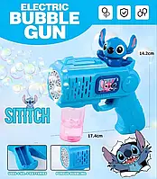 Пістолет для мильних бульбашок Стіч. Іграшка з Мильними Пухирцями Bubble blaster блакитний колір