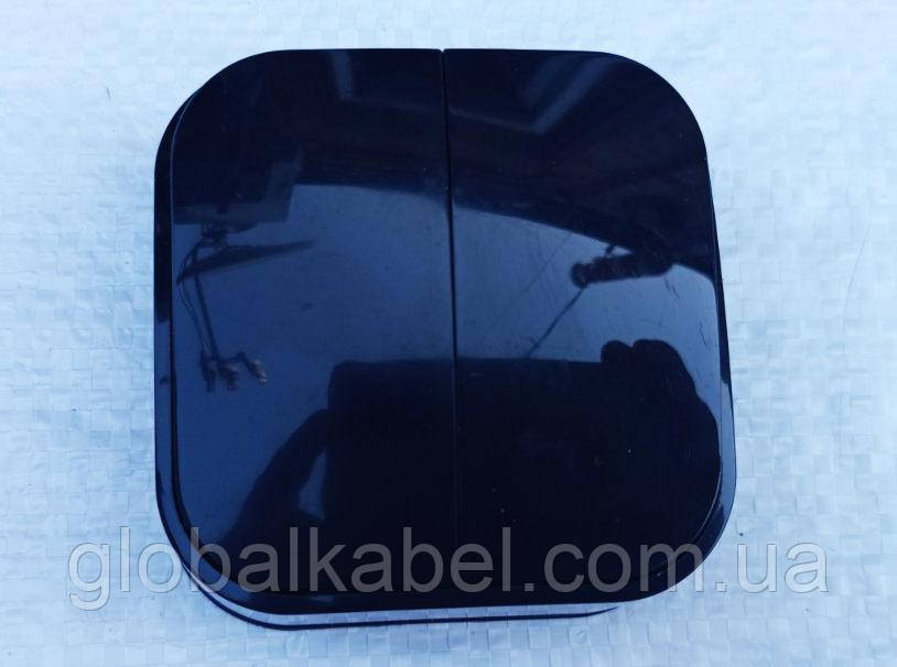 Вимикач 2-клавішний накладний, чорний, SVT-7804, фото 1