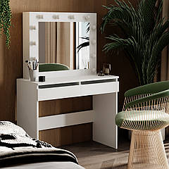 Косметичний столик з дзеркалом і підсвіткою Malta 94×140/75×43 см білий