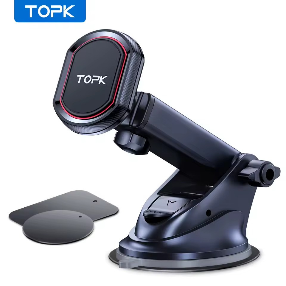 Магнітний тримач для телефону в авто TOPK | iPhone 16 15 14 13 12 Pro Max | Тримач на лобове скло / панель, фото 1