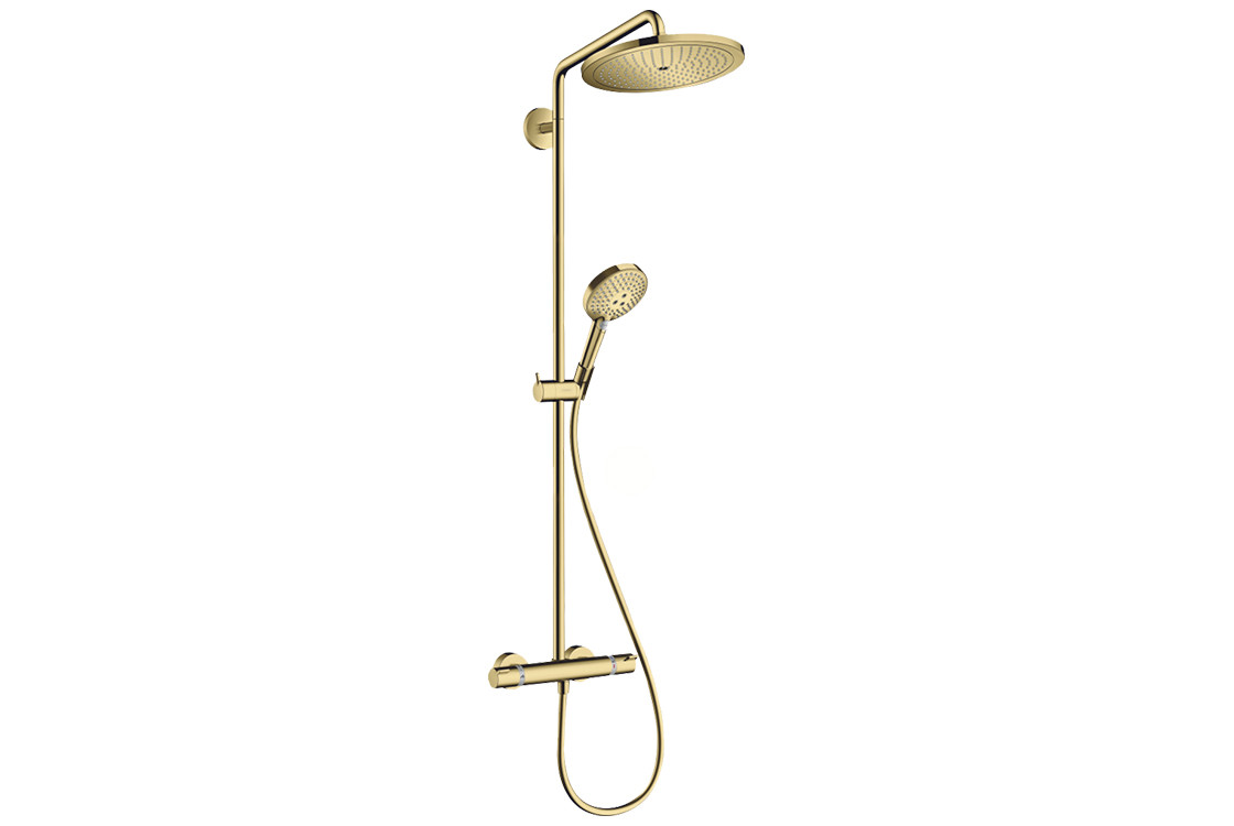 Душова система Croma Select S 280 1jet Showerpipe EcoSmart з термостатом, Polished Gold Optic (26891990)