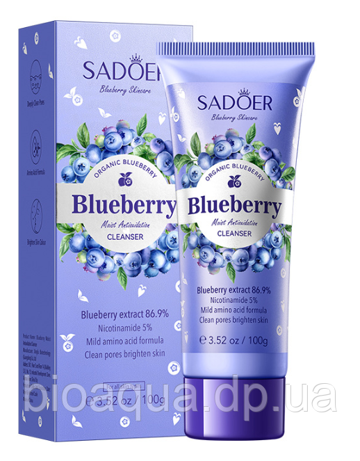 Очисна пінка для вмивання з чорницею Sadoer Blueberry Moist Antioxidation Cleanser , 100 грам