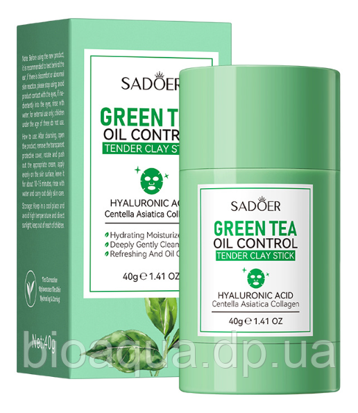 Очисна тверда маска для обличча з зеленим чаєм, центелою SADOER Stick Cleansing Facial Mud Mask, 40 гр