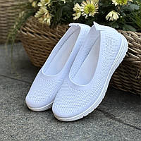 Мокасини жіночі літні білі текстильні Мокасины женские летние белые текстильные (Код: 3552)