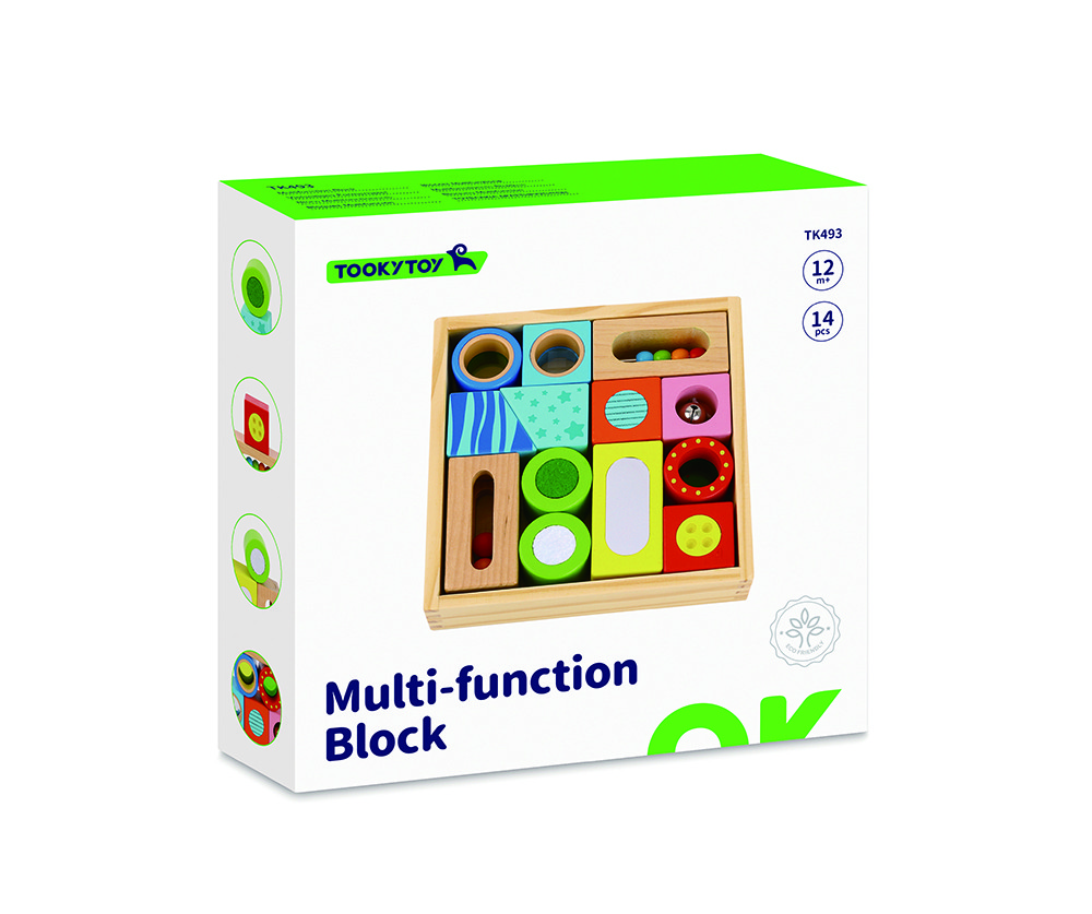 Дерев'яна іграшка TK493 (12шт) 14дет (блоки), ящик, в кор-ці, 19-19-5см, фото 1