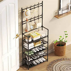 Підлогова стійка-вішалка для одягу та взуття Simple Floor Clothes Rack 172х60х26 см Чорна