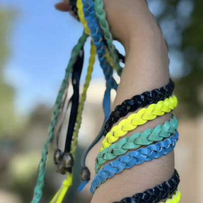 Плетений ремінець жіночий красивий вузький пояс довжина 100 см ширина 1 см, фото 1