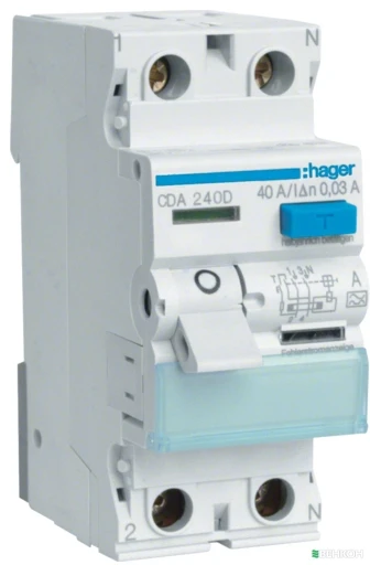 Диф вим ПЗВ 2P 6kA 40A 30mA A, Hager