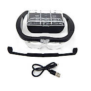 Окуляри-лупа збільшувальні з підсвічуванням LED, 4 лінзи (1.5X–5X), USB зарядкою для пайки та ремонту, фото 3