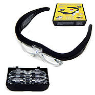 Окуляри-лупа збільшувальні з підсвічуванням LED, 4 лінзи (1.5X–5X), USB зарядкою для пайки та ремонту, фото 2