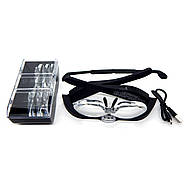 Окуляри-лупа збільшувальні з підсвічуванням LED, 4 лінзи (1.5X–5X), USB зарядкою для пайки та ремонту, фото 5