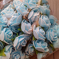 Троянди з латексу блакитні d 3.5 см набір 12 шт.