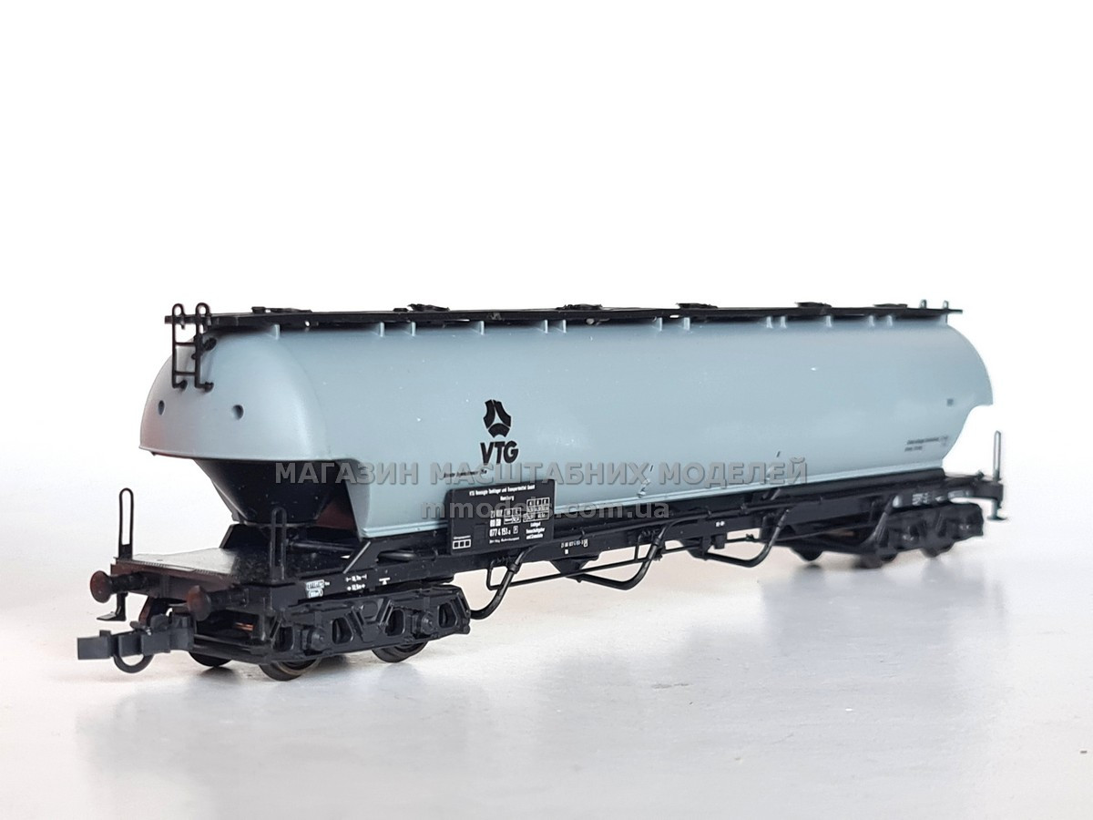 Модель 4х осного вагона  для перевезення сипучих вантажів VTG, DB, масштаб 1:87, H0, фото 1