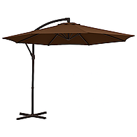 Садова парасоля діаметром 3 м WCG із поліестеру 160G та сталевою рамою регульований кут нахилу + чохол Коричневий