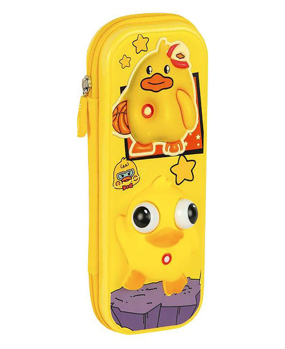 Пенал шкільний з об'ємною 3D-фігуркою «Качечка» жовтий