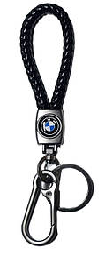 Брелок BMW плетений з кільцем і карабіном брелок для бмв шкіра брелок для автомобільних ключів