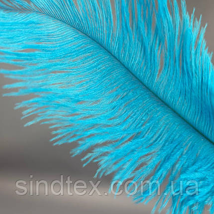 5 шт - Пір'я страуса для рукоділля 13-18 см - лазуровий, фото 3